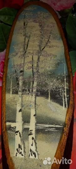 Картина на срезе дерева