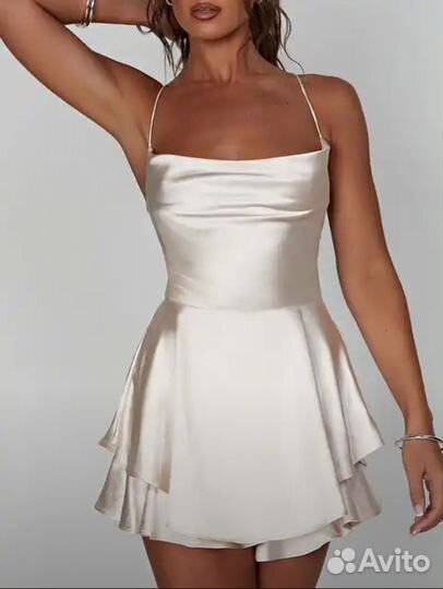 Атласное платье комбинезон