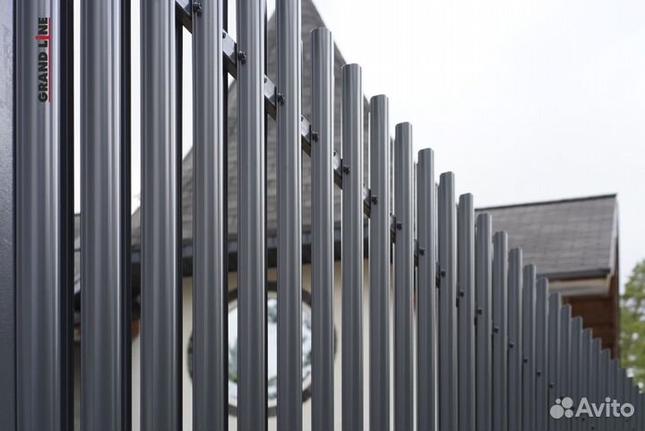 Штакетник Полукруглый Slim с прямым резом 0,45 PE RAL 7024 мокрый асфальт