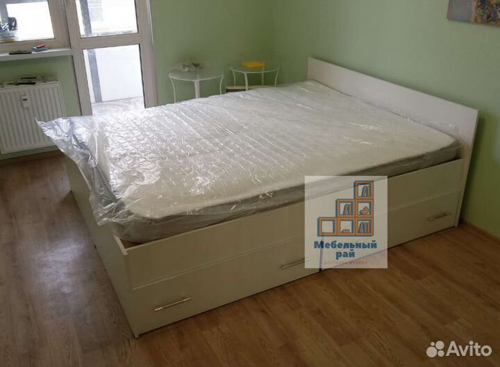 Кровать Амелина с ящиками и матрасом