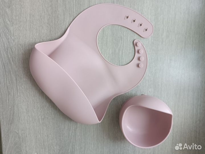 Силиконовая тарелка на присоске + нагрудник