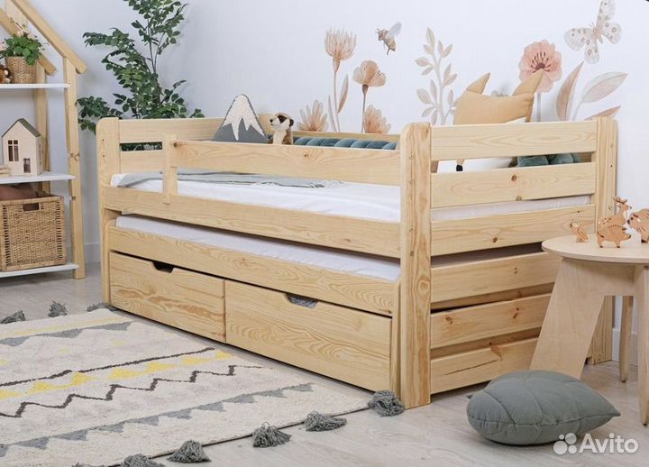 Детская двухярусная выдвижная кровать