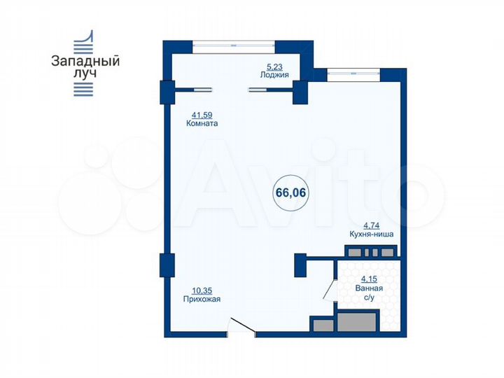 2-к. квартира, 66,1 м², 7/23 эт.