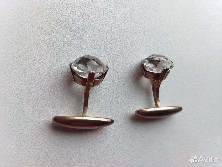 Запонки СССР, позолоченные, серебро 875 пр. звезда