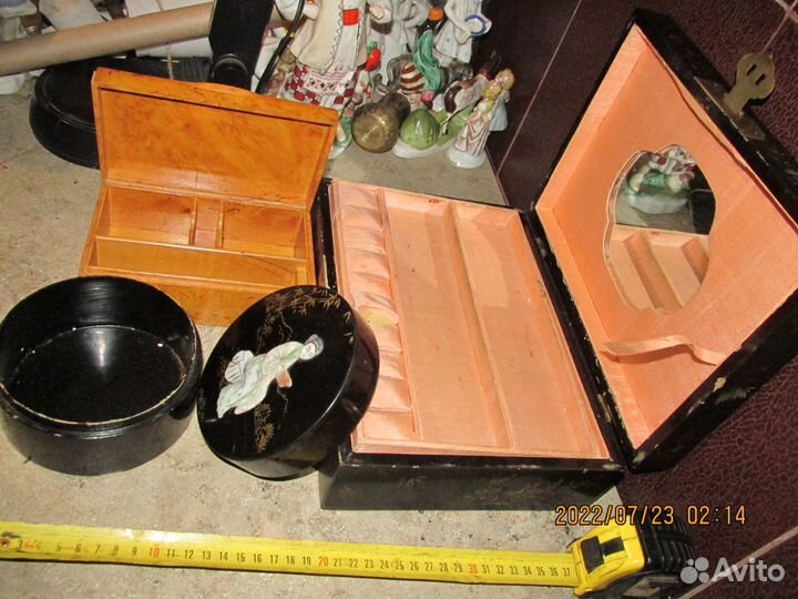 Старинная шкатулка кап кость перламутр Китай 40 е