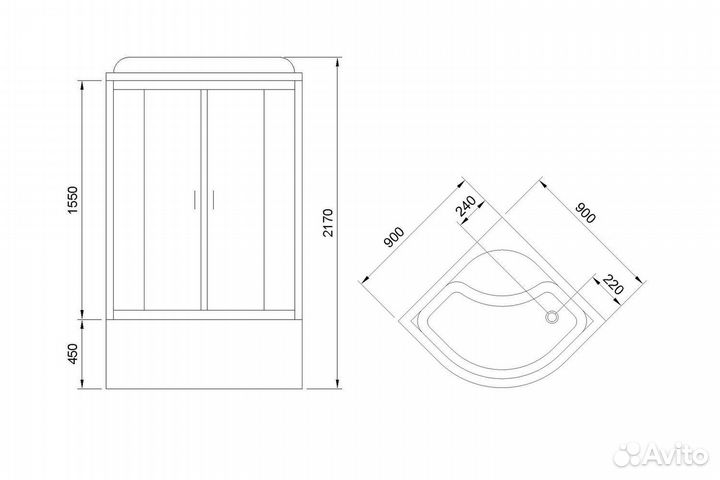 Душевая кабина Royal Bath RB90BK2-T-CH-EL 90х90 пр