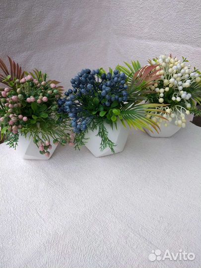 Искусственная зелень в кашпо/ручная/работа