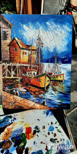 Картина масломв подарок море пейзаж 