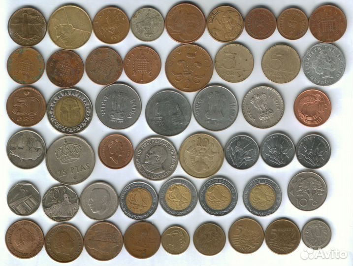Набор 96 заруб. монет из 34 стран. Без повторов