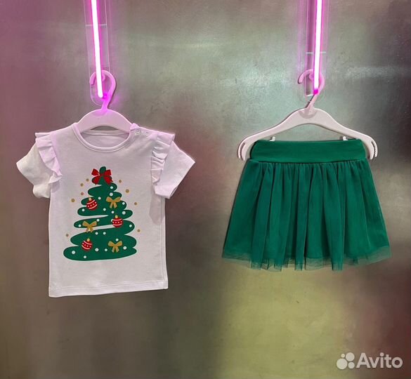 Костюм: футболка + юбка Моя горошина 74