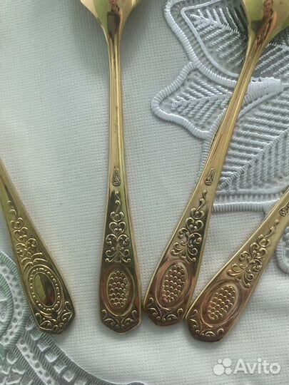 Кофейные ложки мельхиор с позолотой СССР новые