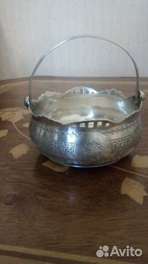 Антикварная серебряная вазочка для сахара