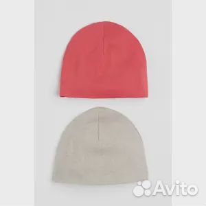 2 шапки из хлопкового джерси в рубчик H&M, красный