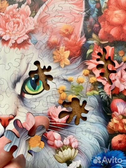 Кот деревянный пазл