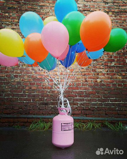 Баллон с гелием + 30 воздушных шаров ассорти