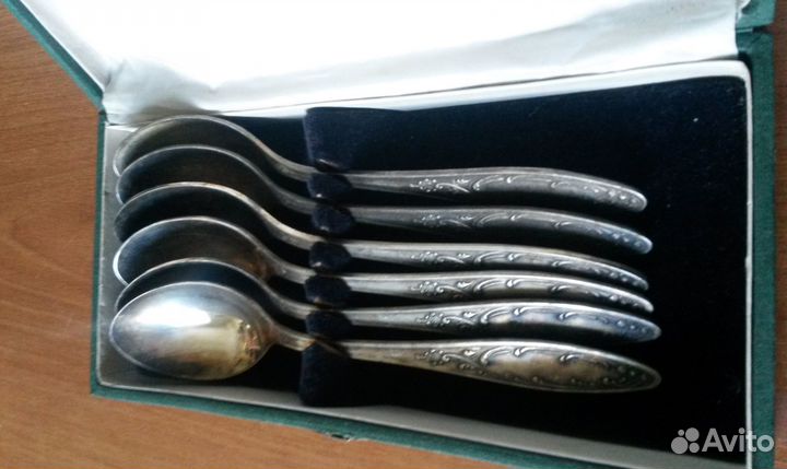 Ложки столовые СССР мельхиор 6 шт. в коробке мнц
