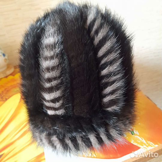 Шапка норковая вязаная