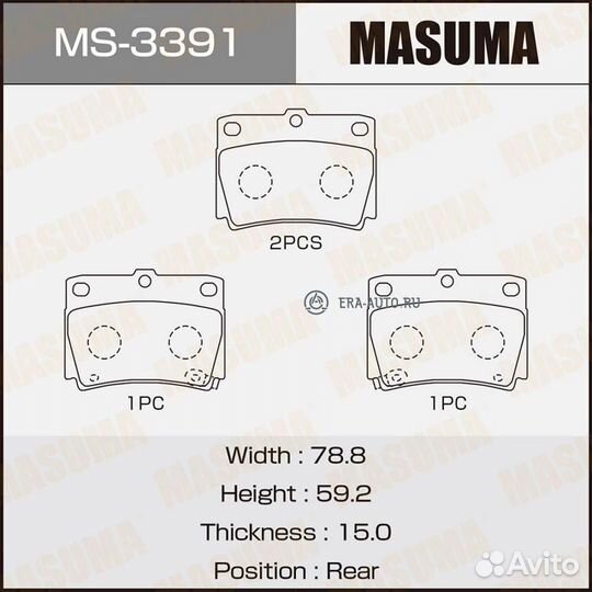 Masuma MS-3391 колодки дисковые задние\ Mitsubishi Montero Sport 3.0i/2.5TD 98