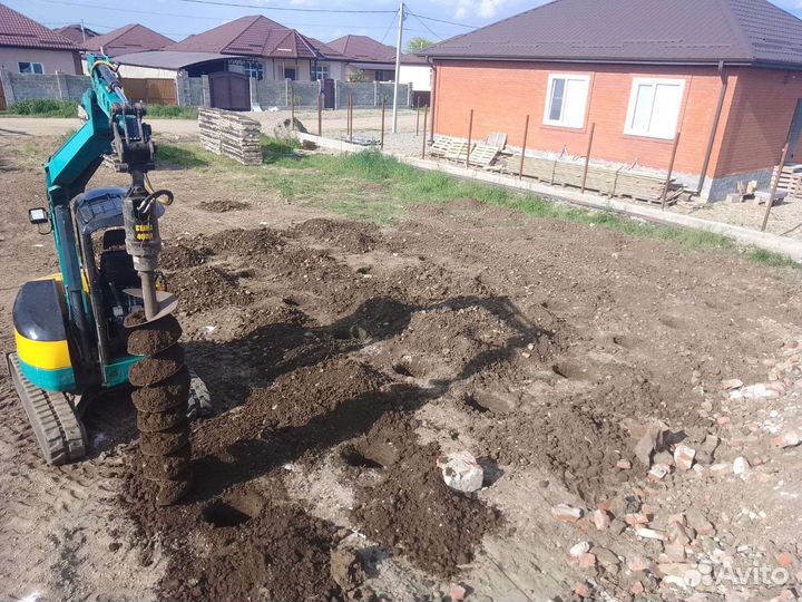 Услуги Мини экскаватор. услуги бурения свай ямобур