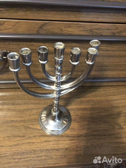 Мельхиоровые старинные ложки, подсвечник под церко