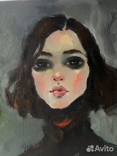 Картина маслом портрет девушка каре
