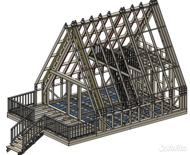 Готовый проект каркасного дома A-frame