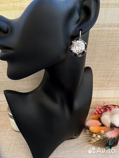 Серьги и кольцо набор посеребрение винтаж