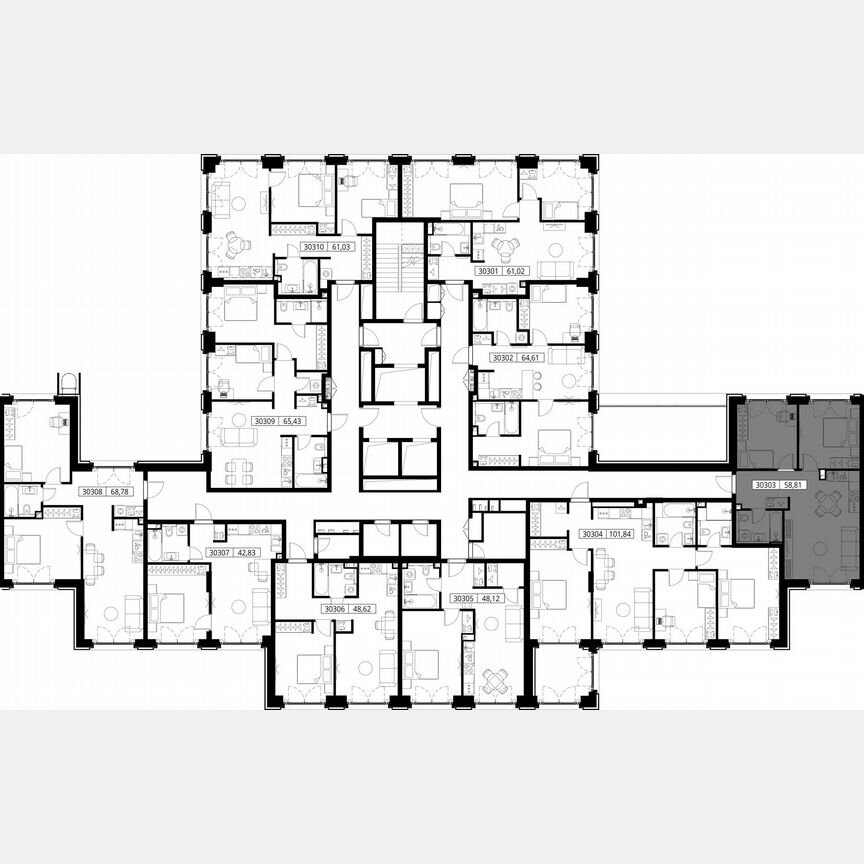 2-к. квартира, 58,8 м², 3/15 эт.