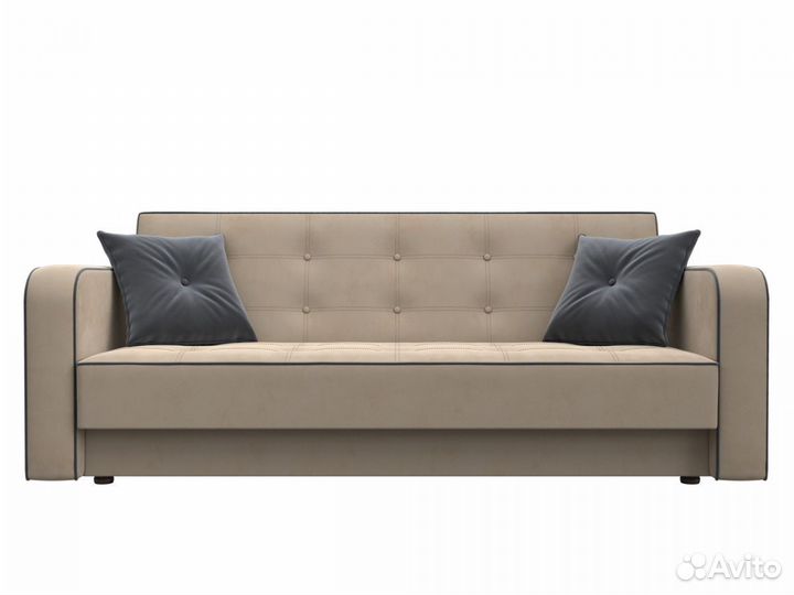 Диван-книжка Тур, велюр, бежевый, серый, серый