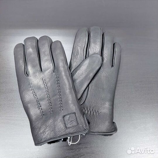 Мужские кожаные перчатки зимние