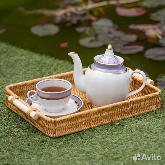 Поднос с имитацией ротанга, 25х35 см