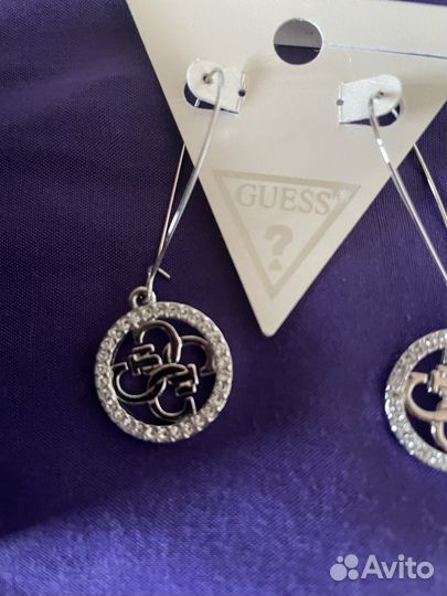 Серьги длинные круглые лёгкие Guess