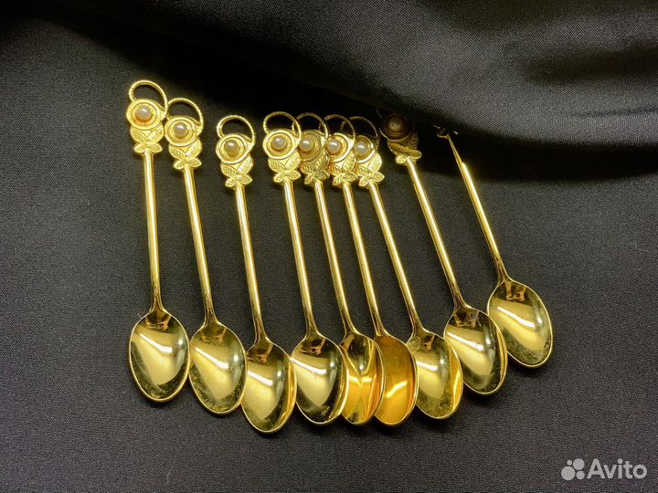Чайные ложки япония, позолоченные