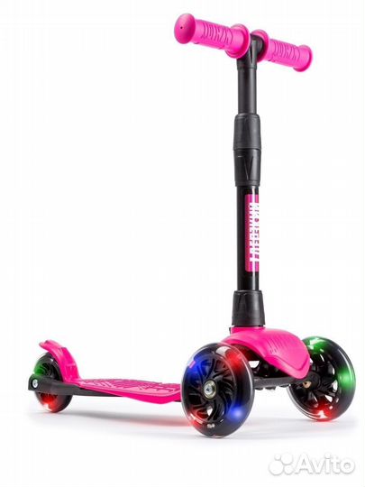 Самокат детский baby (светящиеся колеса) розовый