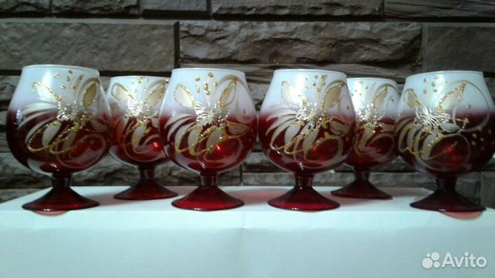 Бокалы красное хрустальное стекло/Гусь-Хрустальный