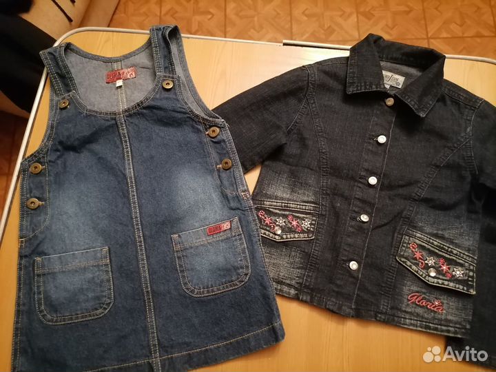 Джинсовый сарафан с курточкой р 28/110