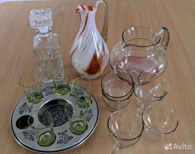 Графины, ваза, рюмки, штоф, подсвечник СССР