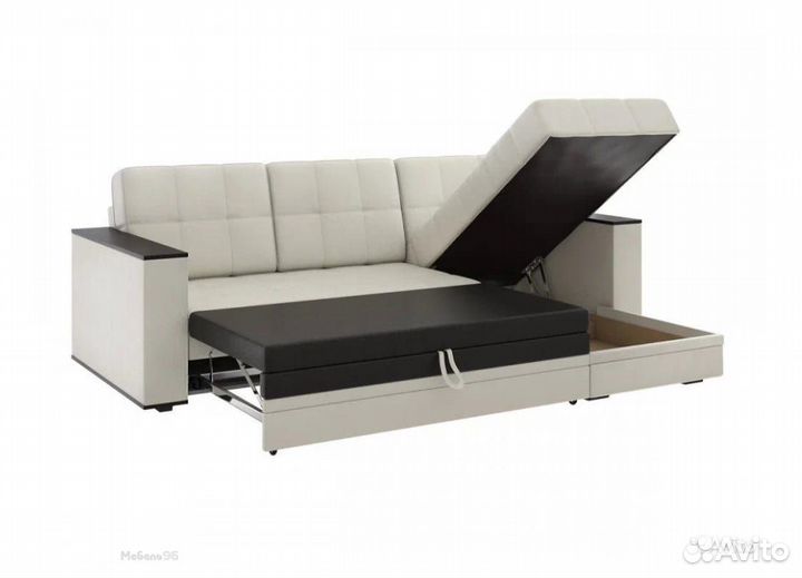 Диван угловой Атлант без столика кожзам бежевый (к