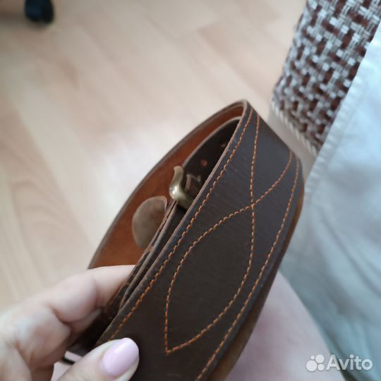 Мужской кожаный ремень винтаж, армейский 1986г