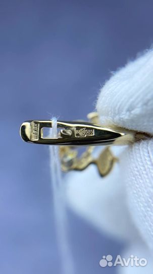 Серьги с фианитами жёлтое лимонное золото новые