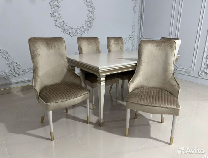 Стол из керамогранита, стол из дерева/Стулья