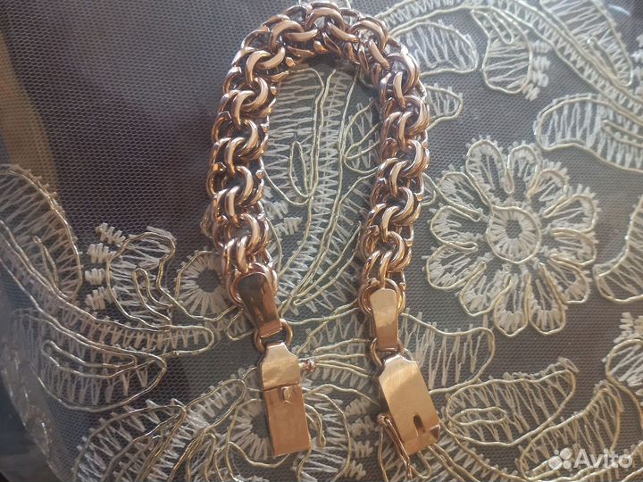 Мужской золотой браслет бисмарк