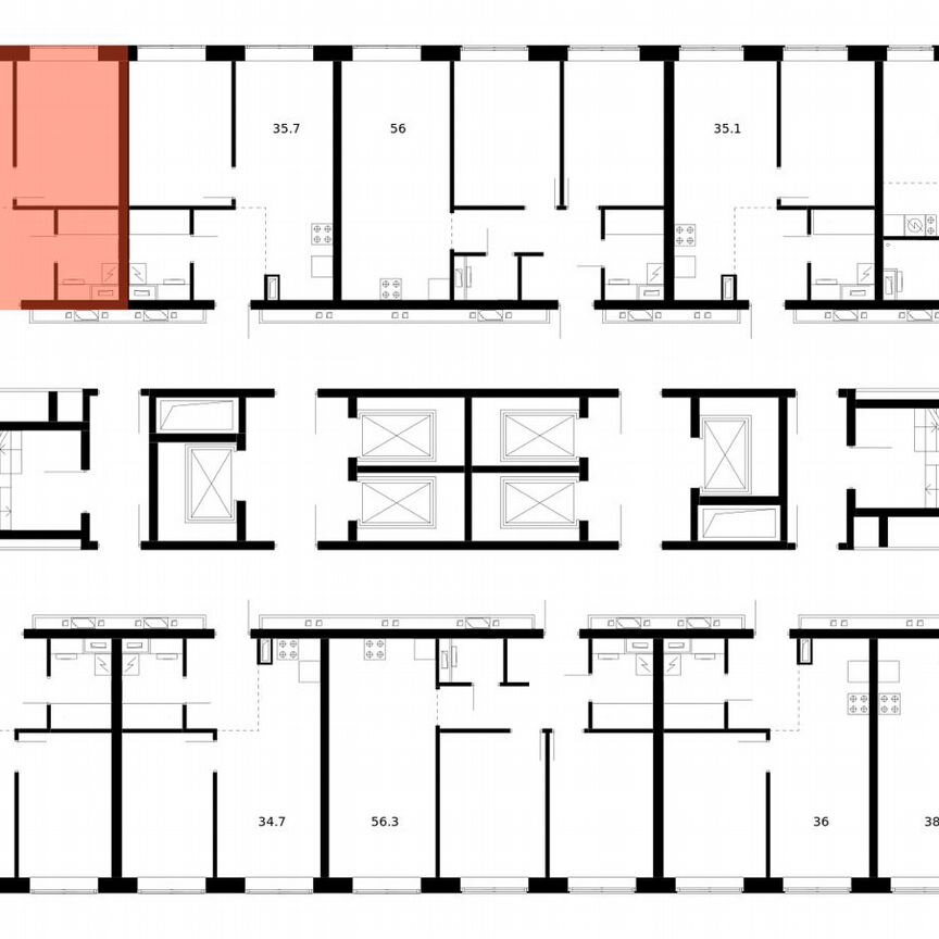 1-к. квартира, 36 м², 41/62 эт.