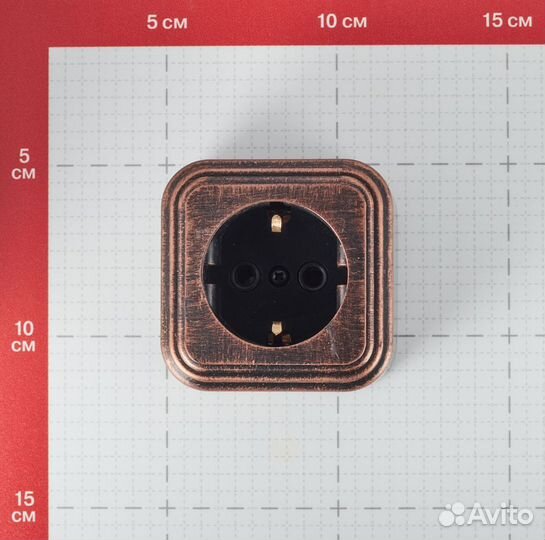 Розетка RA16-133-C открытая установка медь с зазем