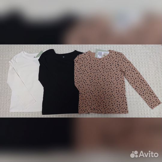 Новый комплект лонгсливов для девочки H&M