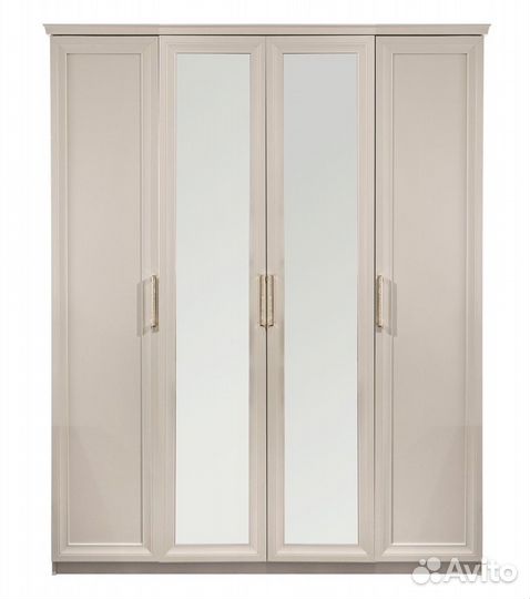 Шкаф Мокко 4-дверный с зеркалом бежевый