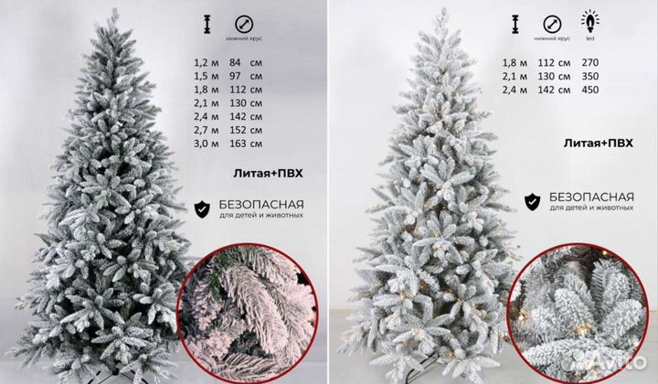 Искусственные елки и гирлянды