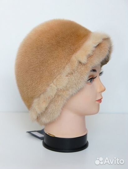 Новая норковая меховая шапка шляпа персиковая