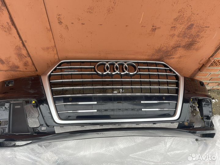 Бампер оригинал audi Q7 4G черный решетка хром