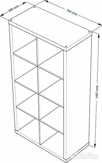 Стеллаж 8 ячейки, Белый, Фора 8 (Kallax IKEA)